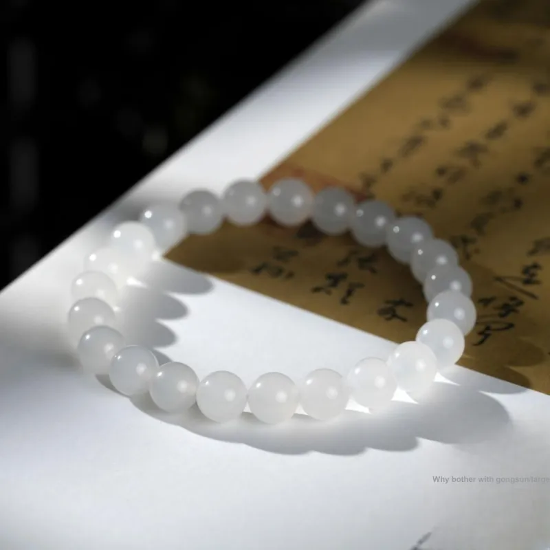 Clear Snow Hetian Jade Bracelets White Jade Unisex-3