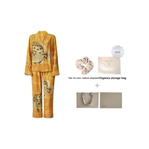 Sangluo Желтый с Fish Принт Женские Пижамные Комплекты