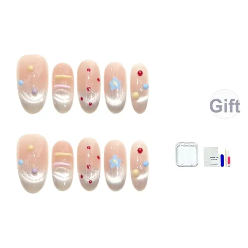 JINGCHANXUE Little Облако Кончик пальца Jelly Candy False Nail Oval Summer Gradient 14mm