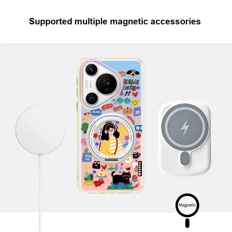Marsfield Acrylic Material Rotating Magnetic Stand Case Free Melody Phone Cases Compatibility Huawei P70/P70 Pro-4