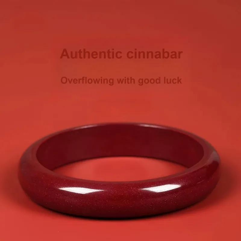 Artisan Lock Heart Jade Reconstructed Cinnabar Bangles Unisex-4