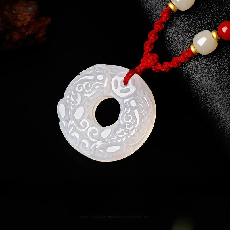 Lao Feng Xiang Natural Chalcedony Necklace Pair Unisex-3