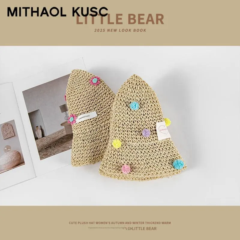 MITHAOL KUSC Straw Woven Sun Protection Hats Women's-5