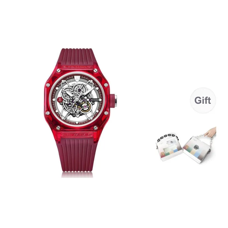 NIVADA Automatic Mechanical Movement Women's Watch Watch Cut-Out Dial Silicone Strap-7