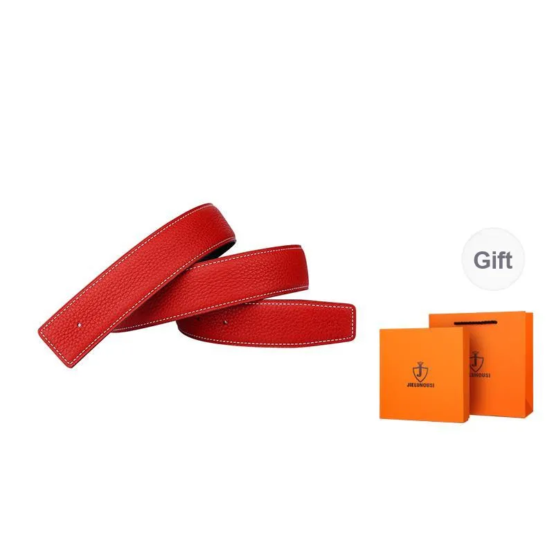 Jaylen Oos Headless H-Buckle Smooth Buckle Unique Design Double-Sided Top Grain Cow Leather Leather Belts Men's