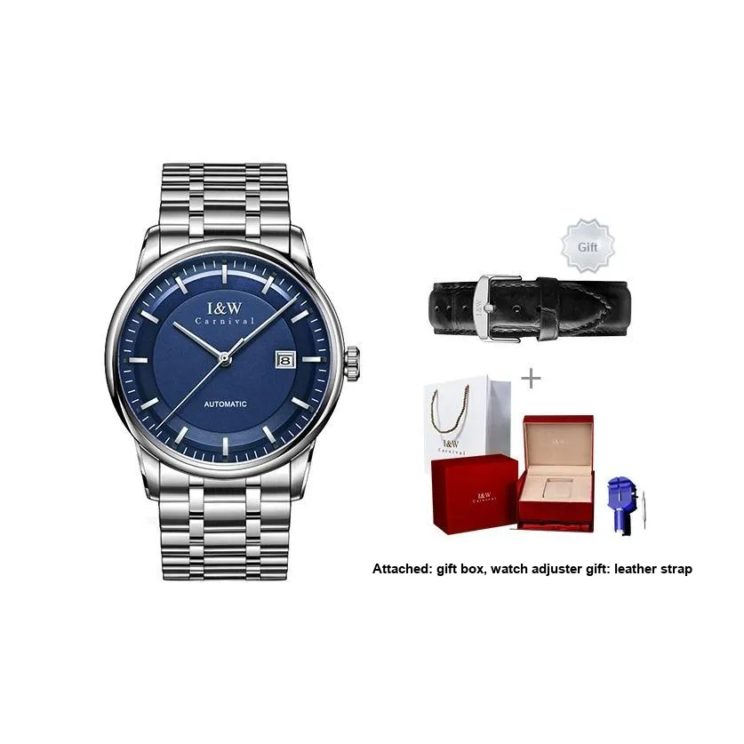 I&W CARNIVAL HWGUOJI Automatic Mechanical Movement Stainless Steel Watchband Watch Men's Watches Gray Dial