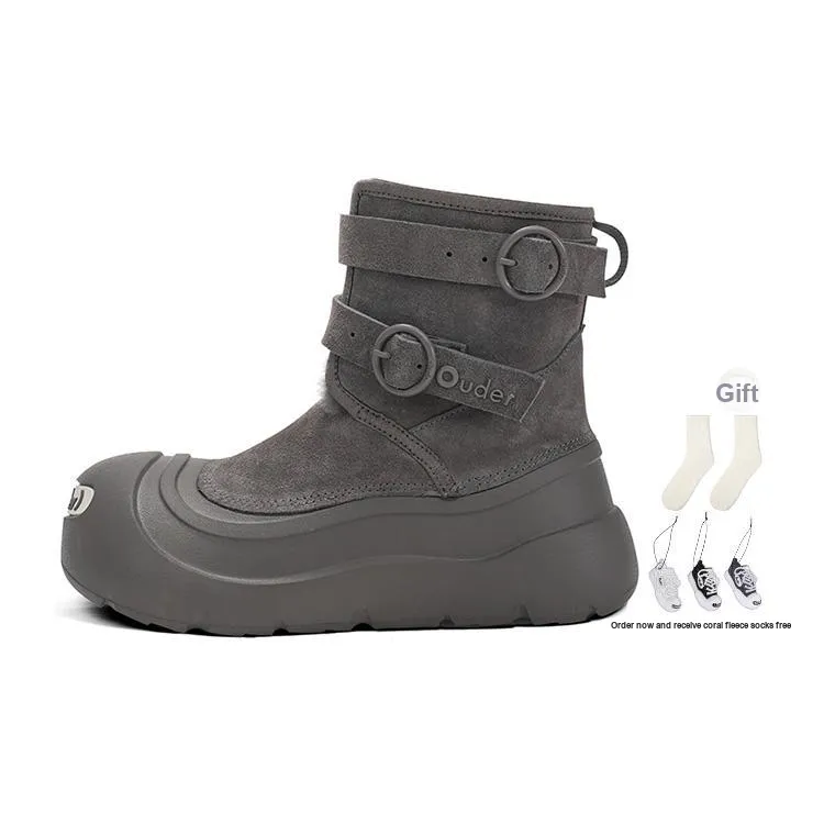 Ouder Snower Open Ended Smiley Collection Warm And Wear Resistant Crew Snow Boots Women's Gray