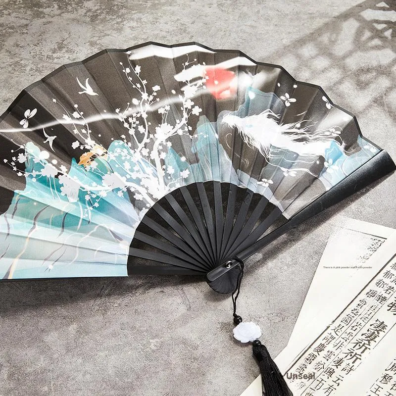 Pleasant Language Twill Damask And Silk Folding Fan-16