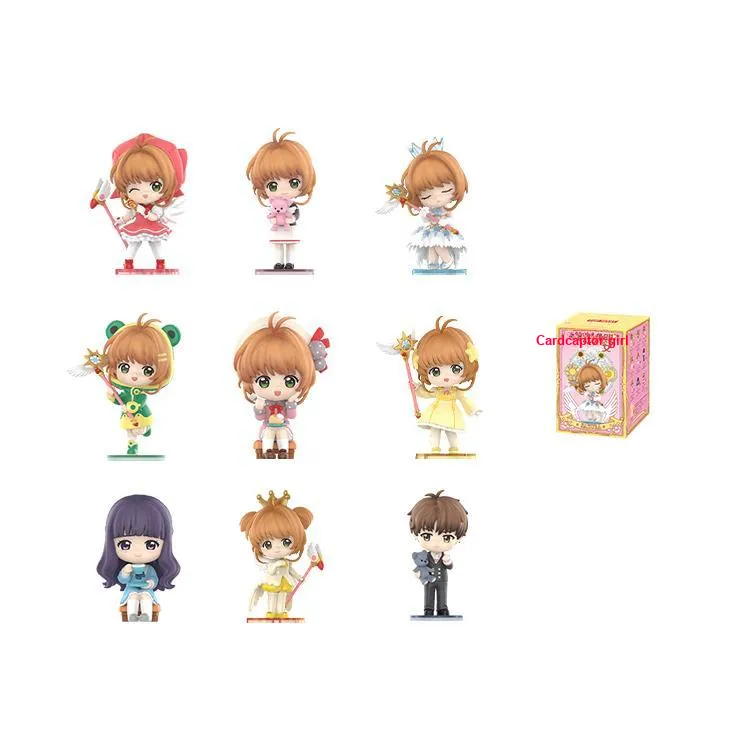 POP MART Коллаборация Edition Сакура Собирательница Карт Прозрачные Карточки Коллекция Слепые Коробки Один Blind Коробка Целая Коробка 9 шт