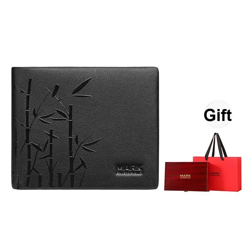 FAIRWHALE Top Grain Cow Leather Wallet Men's Black