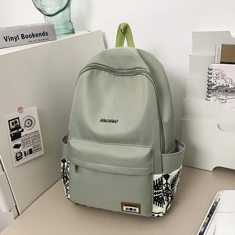 Yalu Nylon Backpack Unisex White/Gray/Black/Pink/Coffee/Green-30
