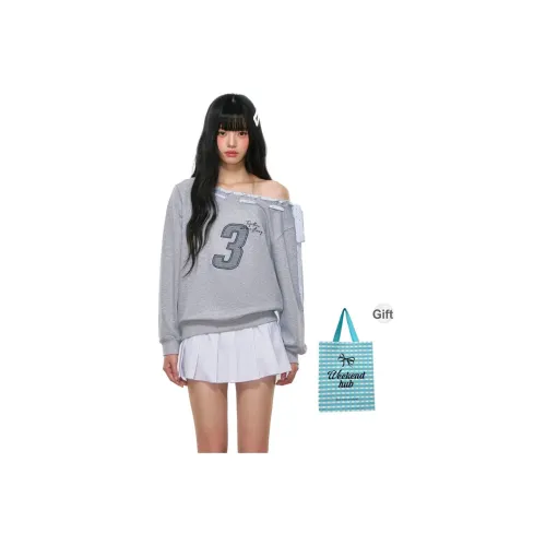 WEEKEND HUB Универсальный Повседневный Off Плечо Свитшот Женский