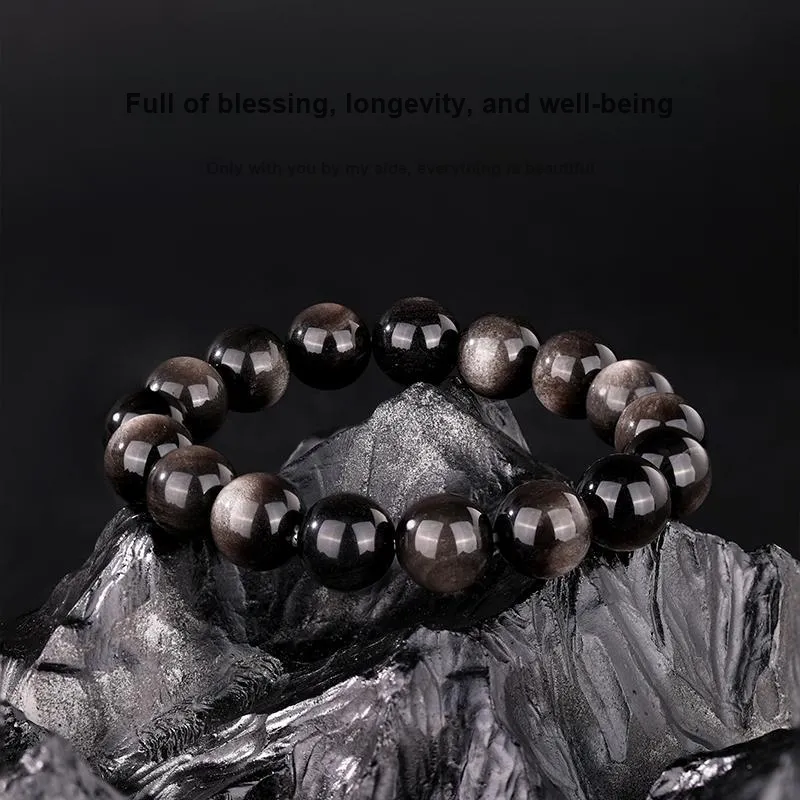 JINLIUFUJIXIANG Natural Obsidian Jade Bracelets Unisex-2