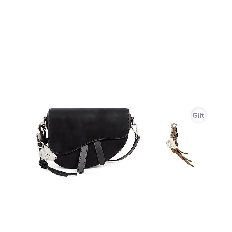 Teenmix Split Cow Leather Saddle Bag, Crossbody Bag, Shoulder Bag Trumpets Women's Coffee/Brown/Latte/Black-22