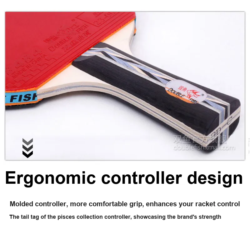 DOUBLEFISH Ping Pong Paddles Unisex Pure Wood Red/Black-3