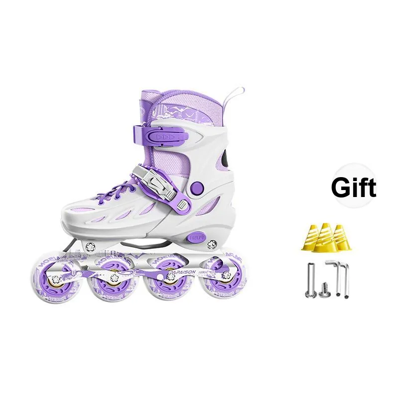 Papaison Inline Skates Aluminium Alloy PP Casual Shopping Unisex M/L/XL Black/White/Purple