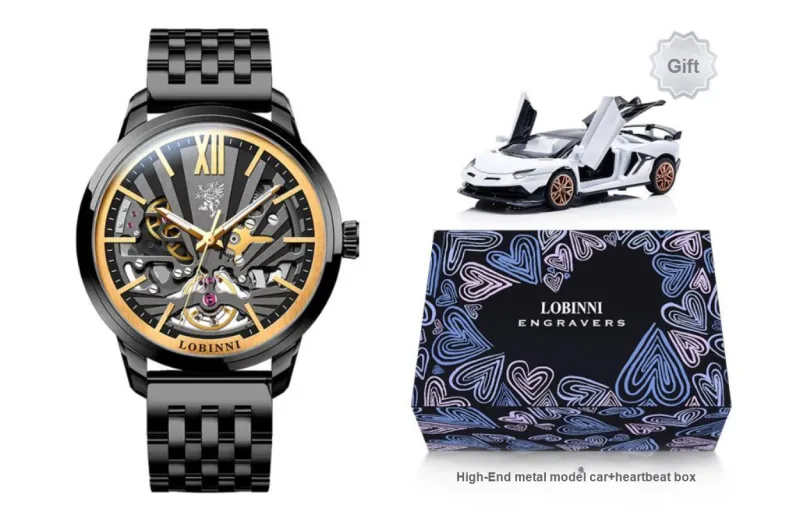 LOBINNI L Automatic Mechanical Movement Watch Men's Watches Cut-Out Dial-0