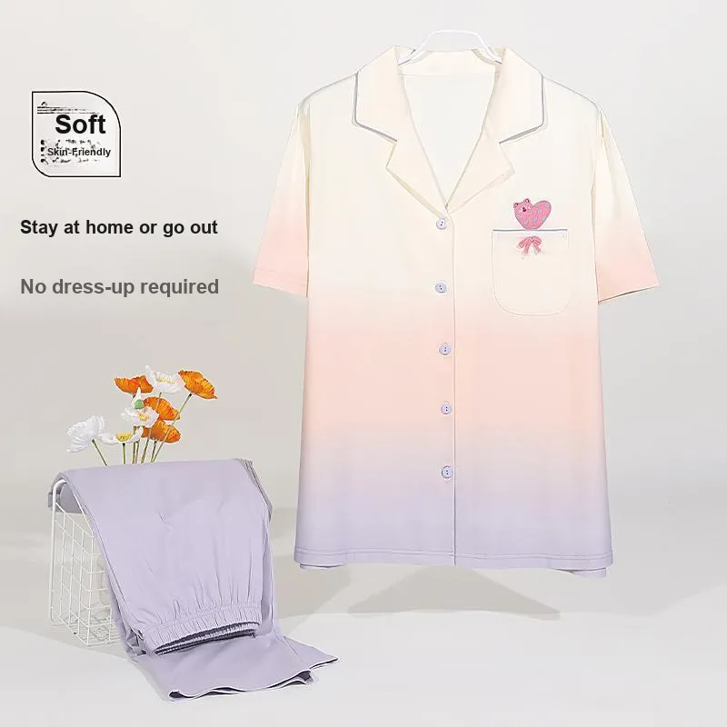 XIAFENYAN Pajama Set Women's Gradient Purple-7