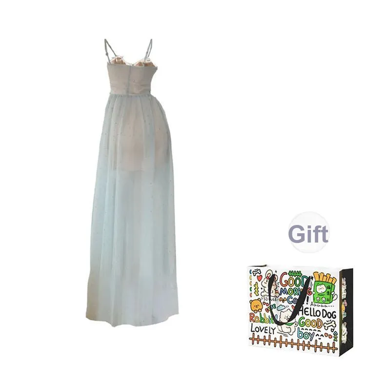 Dippanis Slip Dresses Women's Blue Dress Shopping Bag-1
