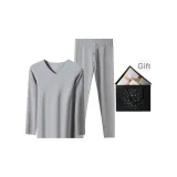 Men's Crew Neck Clothing Sets (Lilac Gray) Dralon Thermal/Seamless/Antibacterial Comfortable