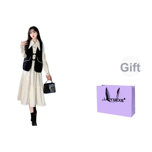 LADYXIEXIE Черный+Бежевый Абрикос Женские Комплекты с Юбкой