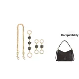 [Gold-Tone Three-Piece Set]Black Camellia 15cm+Camellia 1-Piece * 2+Decorative Chain 45cm