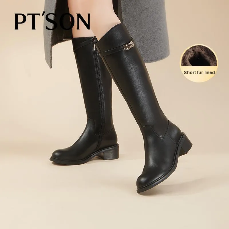 PT'SON Knee high Boots Women's Black-16