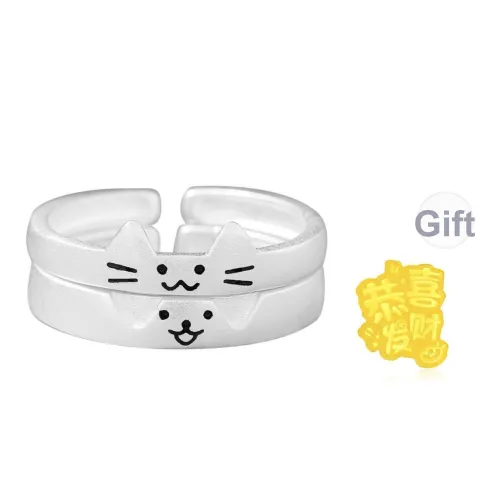 Lao Feng Xiang S925 Silver Ring Pair Unisex