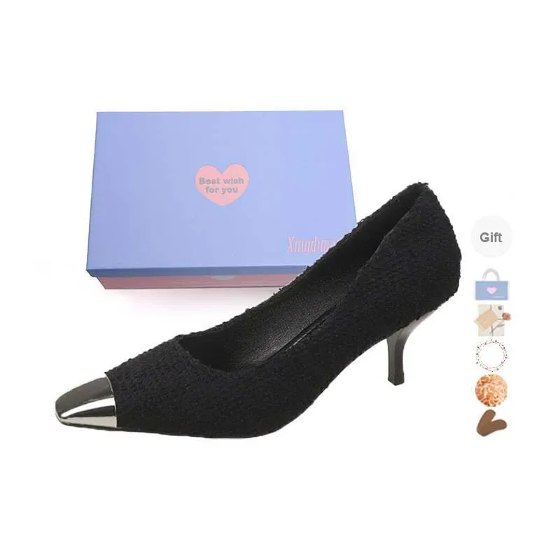 Xingdiman Slim Heel High Heels Women's Black Gift Box Set-27