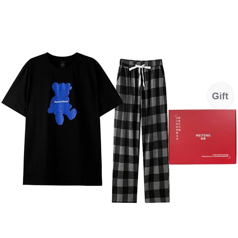 MEITENG Pajama Set Unisex White Black-1
