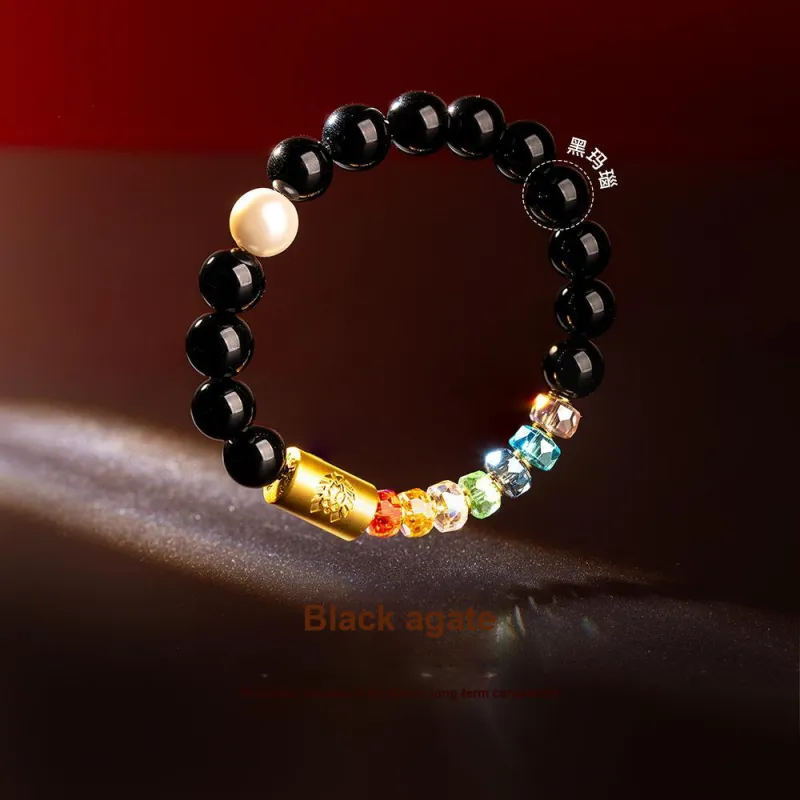Rastaclat Agate Small Lion Chinese Style Beaded Bracelet Unisex-1