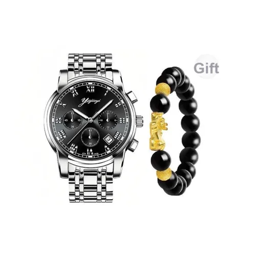 Yajiayi Кварцевый механизм ремешок из нержавеющей стали унисекс черный циферблат