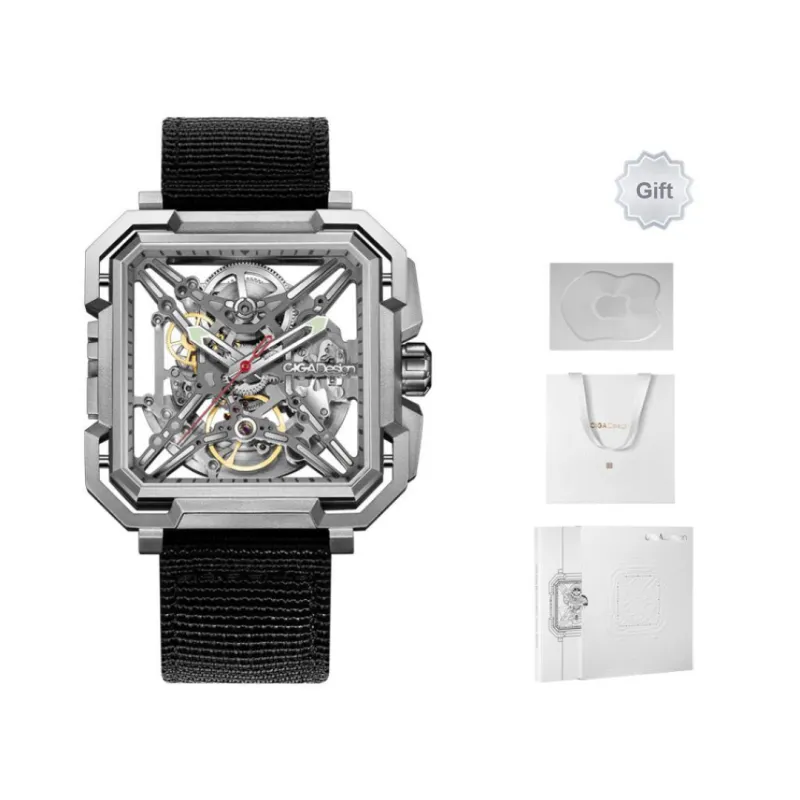 CIGA Design X Collection Matrix Automatic Mechanical Movement Silicone Strap Watch Men's Watches Black Dial-6