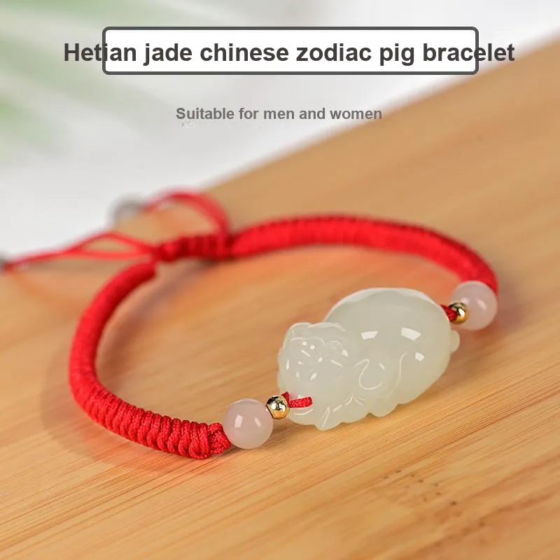 KUNYUYAO Hetian Jade Bracelets Pale Greenish White Jade Unisex-47