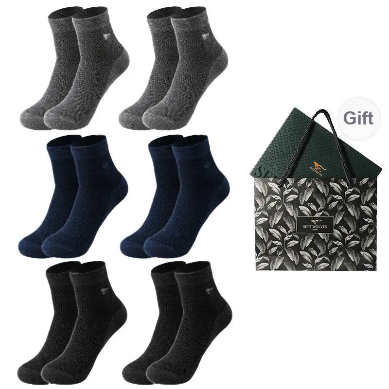 SEPTWOLVES Ankle Socks Men's Gift Box Of 6 Doubles-70