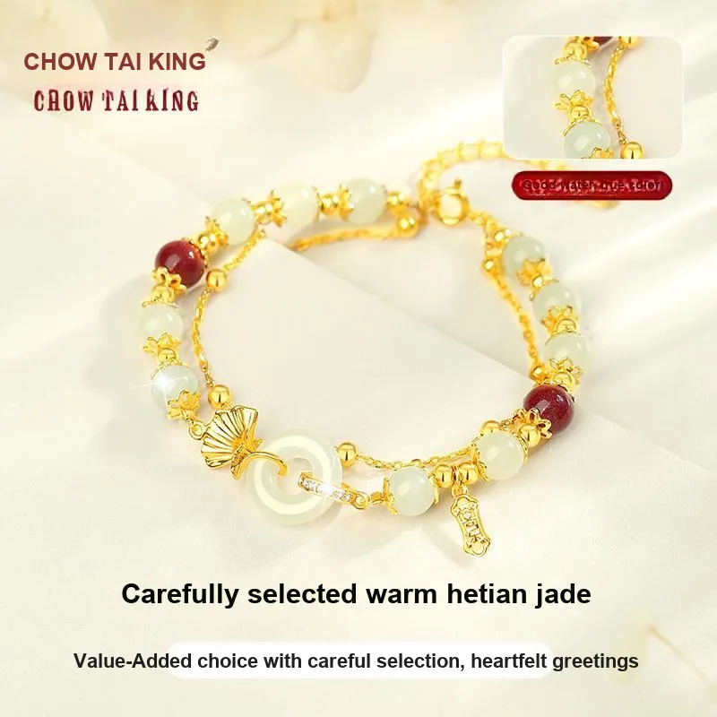 CHOW TAI KING Hetian Jade Bracelets White Jade/Pale Greenish White Jade Women's-2