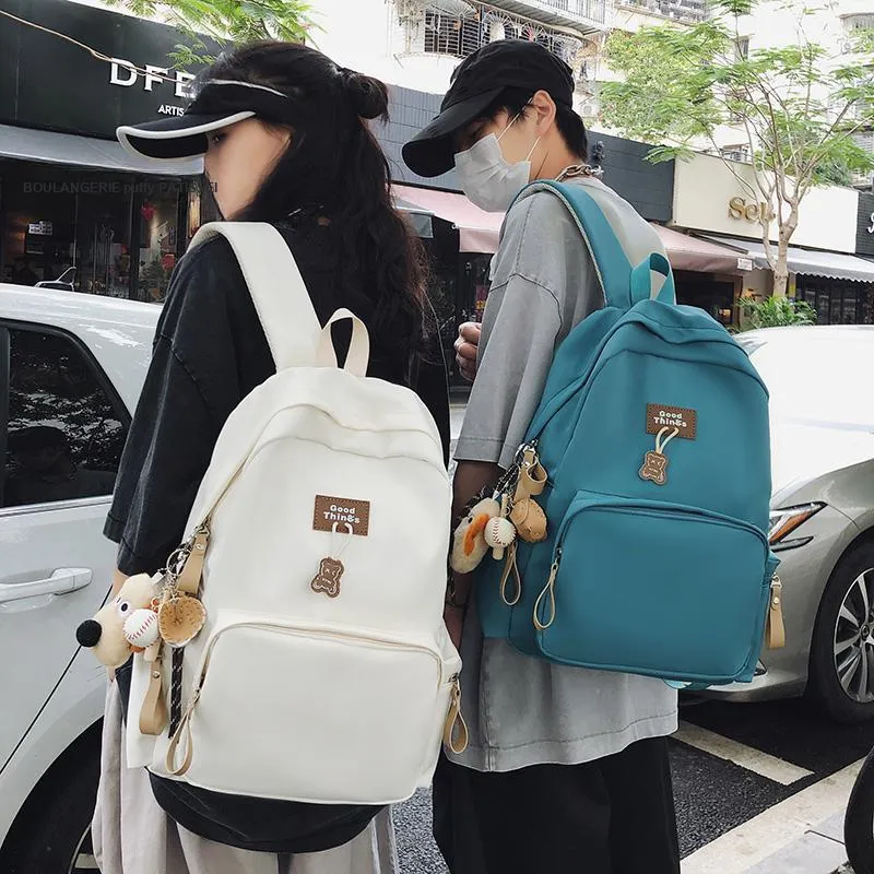 LUVISTRUE Nylon Backpack Unisex White/Black/Khaki/Peacock Blue-21