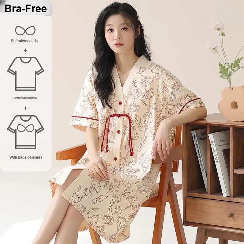XIAFENYAN Nightgown Women's Apricot-1