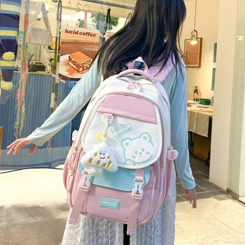 URBAN FOREST Twill Backpack Unisex Black/Pink/Purple/Khaki/Light Green-3