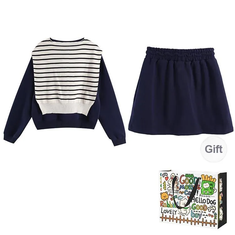 Dippanis Skirt Set Women's Navy Blue-1