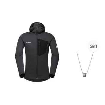 MAMMUT Jacket Unisex Black Gray Color Comes With Necklace