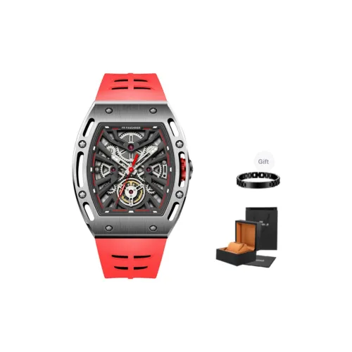 FR Механический механизм силиконовый ремешок мужские часы циферблат с открытым механизмом