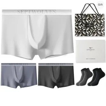 SEPTWOLVES Underwear Gift Boxes Men's 3 Pack+Shopping Bag