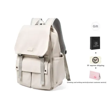 AOKANG Fabric Backpack For Business Travel Bag Large Size Unisex Ecru/Classic Black