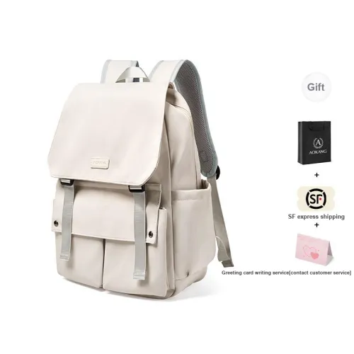 AOKANG Fabric Backpack For Business Travel Bag Large Size Unisex Ecru/Classic Black