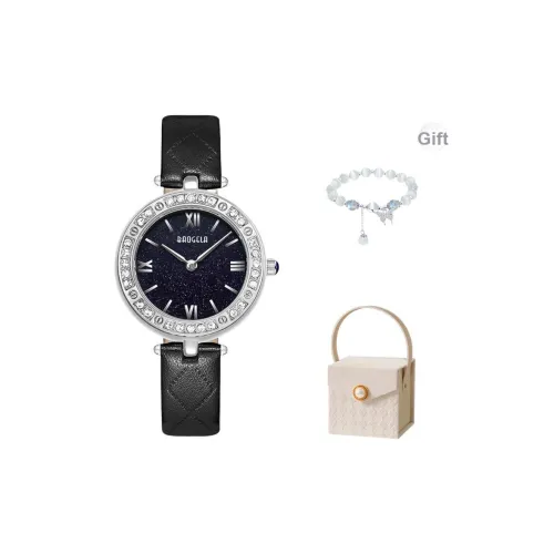 BAOGELA Кварцевый механизм ремень из натуральной кожи женские часы черный циферблат