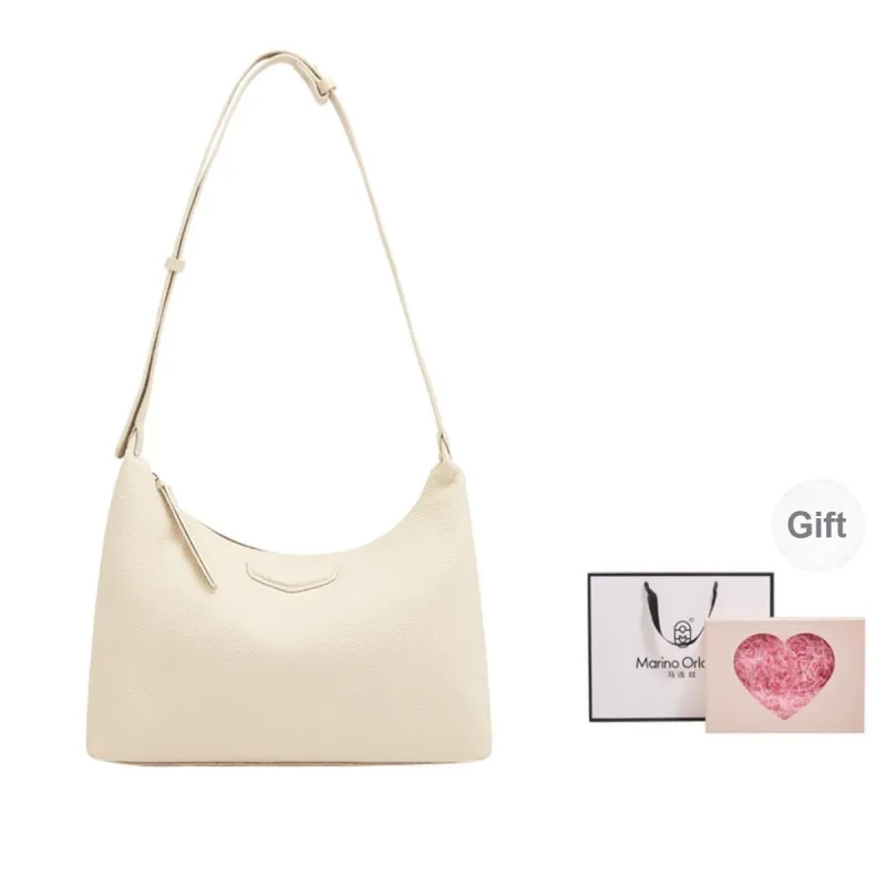 Marino Orlandi Cow Leather Crescent Bag Shoulder Bag Handbag Large Size Women's Brown/Black/White-25