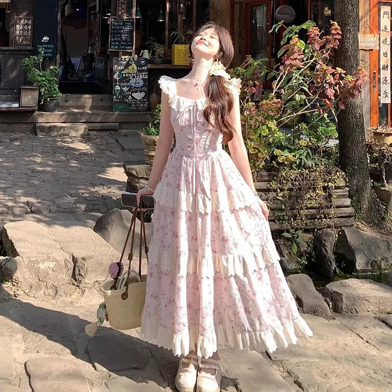 AINUOERMY Slip Dress Women's Pink Floral-3