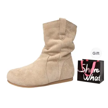 BIGTREE Ankle Boots Women's Apricot/Coffee/Caramel/Khaki/Black