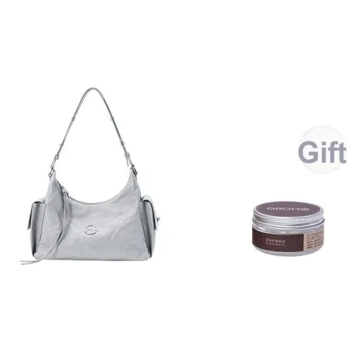 GROTTO Растительное дубление Плиссированный Овчина Подмышечный Одно плечо Сумка Через плечо Мягкая сумка Обычный Унисекс